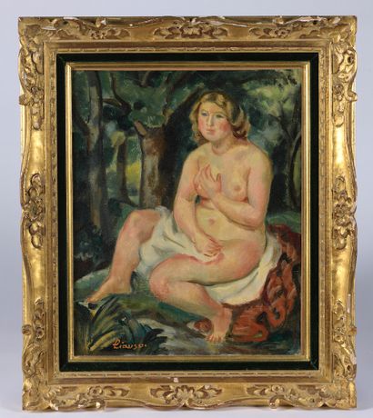 null 
Camille LIAUSU (1894-1975).




Bather.




Oil on canvas pasted on panel,...