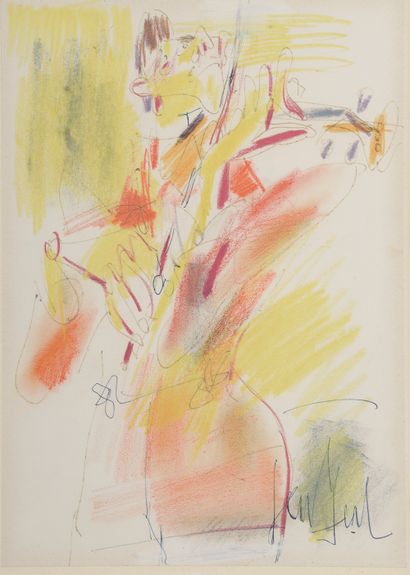 null 
Gen PAUL (1895-1975).




The violinist.




Pastel and felt pen on paper signed...
