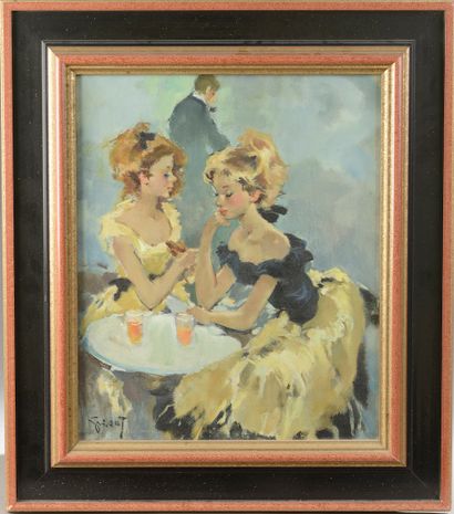 null 
Pierre GRISOT (1911-1995).




Young women at the terrace of a café.




Oil...