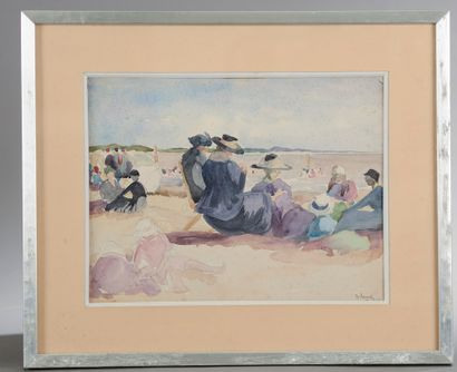 null 
Gaston BALANDE (1880-1971).




Animated beach.




Watercolor on paper signed...