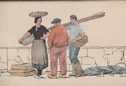 null 
Louis FLOUTIER (1882-1936).




Return from fishing in the Basque Country.




Gouache...