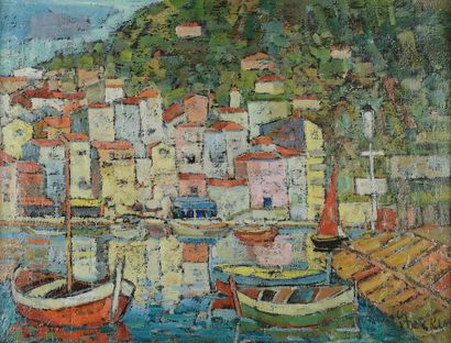 null 
Simon STOCKLI 
(1905 - 1965).




"Villefranche-sur-Mer".




Oil on canvas...
