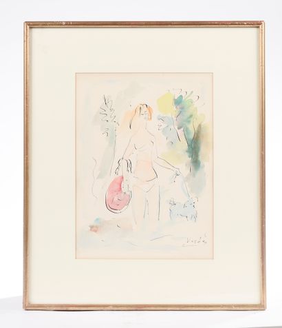 null 
Marcel VERTÈS (1895-1961).




Young woman walking her dog.




Watercolor...
