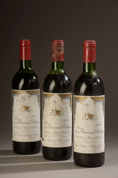 3 bouteilles Château MOUTON BARONNE PHILIPPE,...