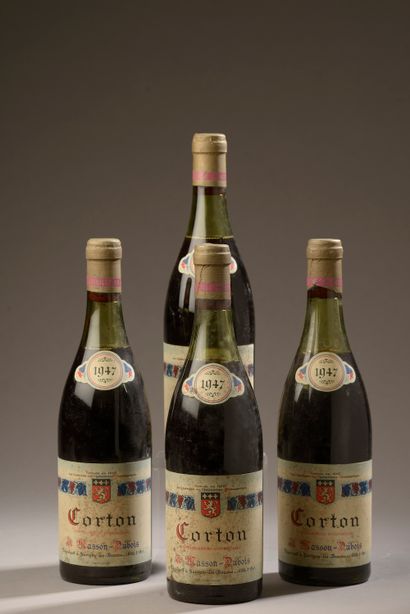 null 4 bouteilles CORTON Masson-Dubois 1947 (es, elt, LB)