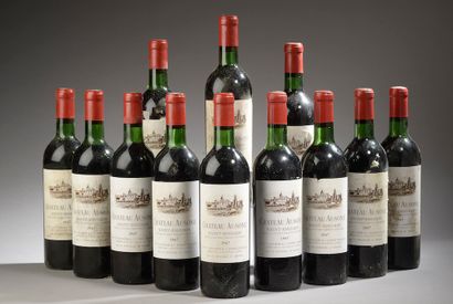 null 12 bottles Château AUSONE, 1° Grand Cru St-Émilion 1967 (and, 3 ett,3 J, 4 TLB,...