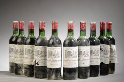 null 10 bottles Château LA TOUR DE MONS, Margaux 1967 (1 J, 5 LB, 2 ela, 1 eta, 3...