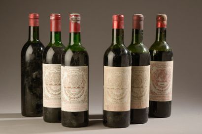 null 6 bouteilles Château PICHON BARON, 2° cru Pauillac (2 de 1958 1 SE, LB, 1 elt,...