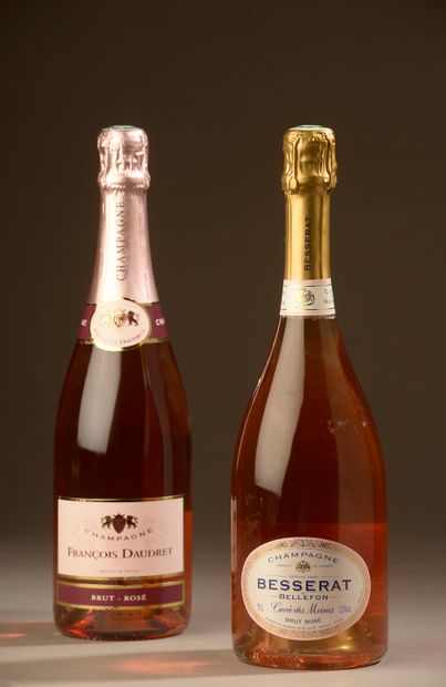 2 bottles CHAMPAGNE rosé (Besserat de Bellefon,...