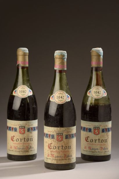 3 bottles CORTON Masson-Dubois 1947 (es,...