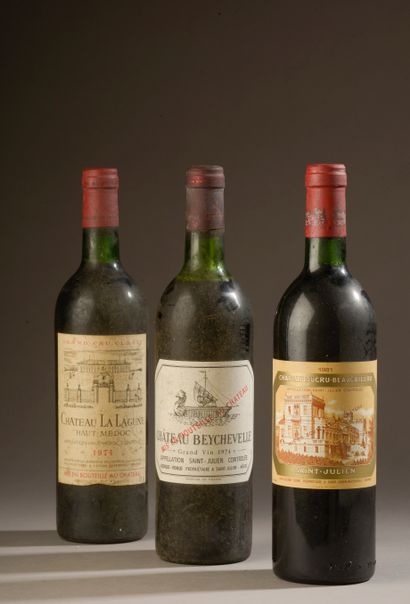 Set of 3 bottles (es, La Lagune 1974, Ducru-Beaucaillou...