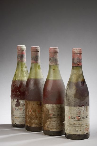 4 bouteilles CLOS VOUGEOT, Grivelet 1959...