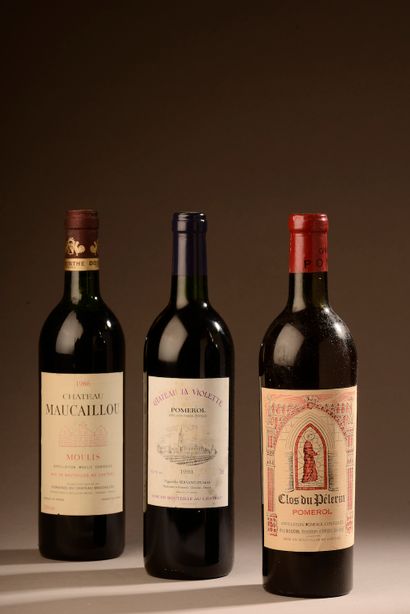 null 3 bottles BORDEAUX (La Violette 1993 and, Maucaillou 86 MB, Clos du Pèlerin...