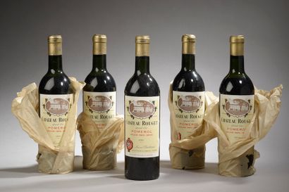 5 bottles Château ROUGET, Pomerol 1962 (3...