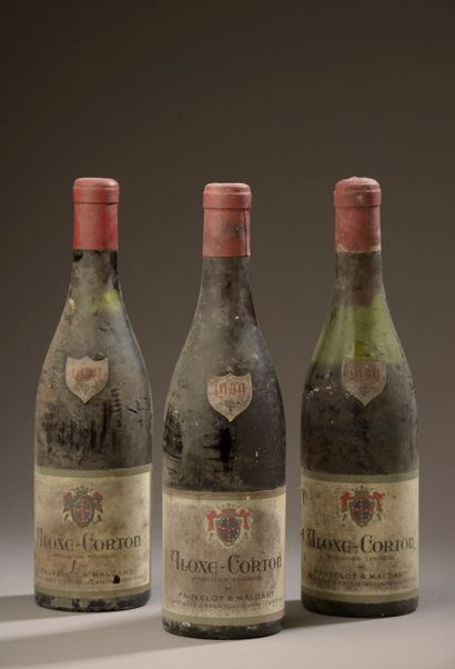 3 bottles ALOXE-CORTON Pauvelot Maldant 1959...