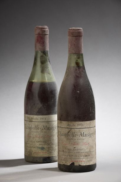null 2 bottles CHAMBOLLE-MUSIGNY "cuvée André Paul", Jean Grivot 1974 (ets, 1 B)