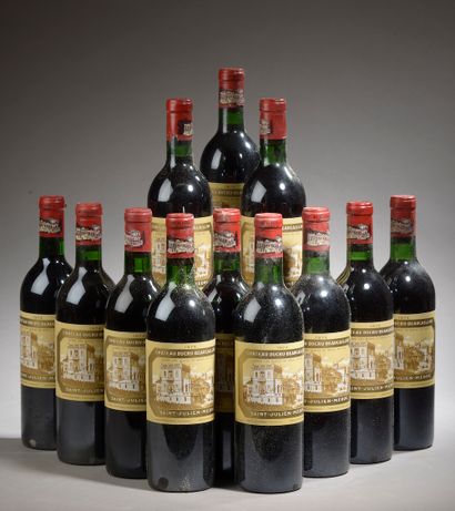 null 12 bouteilles Château DUCRU-BEAUCAILLOU, 2° cru Saint-Julien 1974 (2 J), caisse...