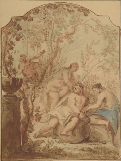 null French school of the first half of the 18th century.

Silenus and the Bacchae.

Watercolour,...