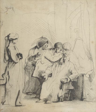 null After REMBRANDT.

The doctors and the old man.

Black engraving (yellowed paper,...