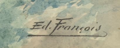 null Edmond FRANÇOIS (19th century). 

 L'île St Denis. 

Watercolour signed lower...