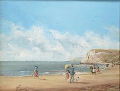 null Willy PANNIER (born in 1952). 

 Beach scenes.

Two oils on panel signed at...