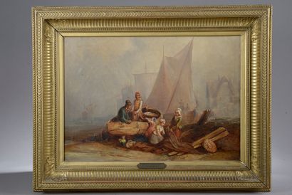 null Hippolyte Benjamin ADAM (1808-1853). 

 Women taking up the nets.

Pair of oils...