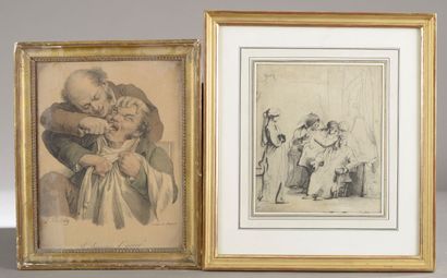 null After REMBRANDT.

The doctors and the old man.

Black engraving (yellowed paper,...