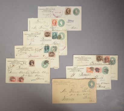 null Set of seven stamped envelopes from 1882 - 1893 with American stamps.

Three...