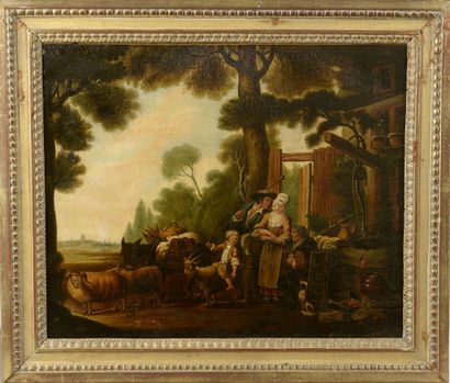 null 
School of the 19th century.





Scene of peasant life.





Oil on canvas.





Height...