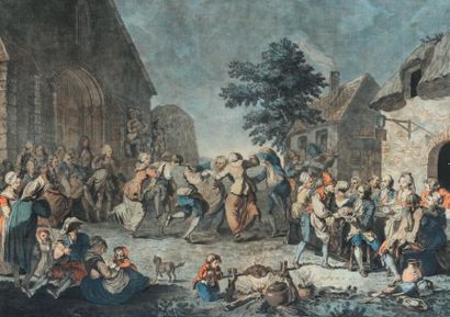 Jean François JANINET (Paris, 1752-Paris, 1814) Scène de réjouissance Gravure en...