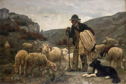 Paul VAYSON (Gordes, 1842-Paris, 1911) Berger et ses moutons Huile sur toile, signée...