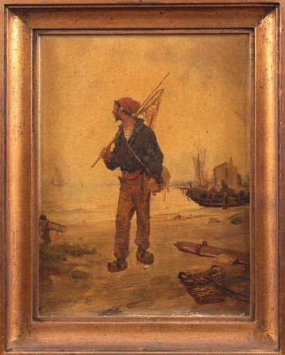 BISTOYER (XIXème siècle) Le Pêcheur Normand Huile sur toile, signée en bas à gauche...