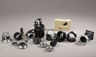 null Ensemble d'objectifs et accessoires divers dont accessoires Leica de mise au...