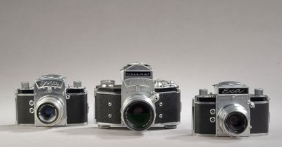 null Ensemble de trois appareils photographiques : Exakta Varex VX avec objectif...