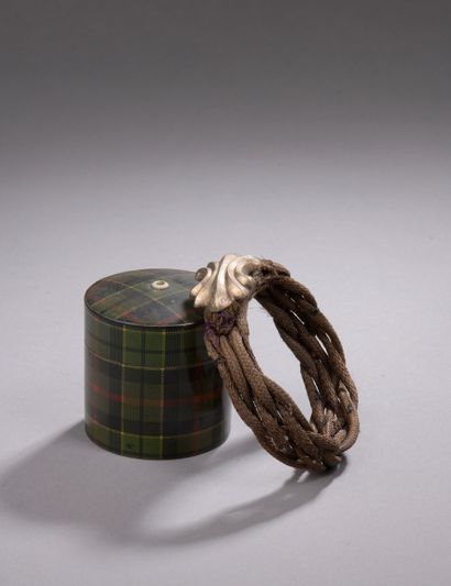 null Mrs Andrew Sharkey's hair bracelet (restorations). 

 About 1840.

Diameter...