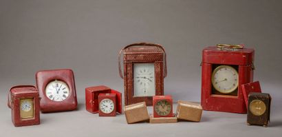 Set of seven small clocks from the late 19th...