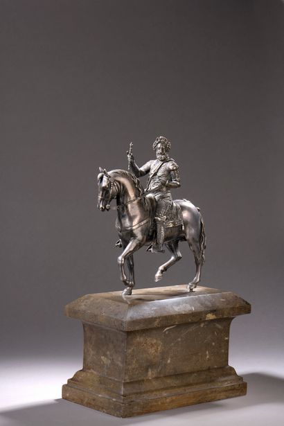 null French school of the XIXth century.

Henri IV on horseback.

Silver plated bronze...
