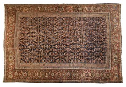  NORTHWEST of PERSIA, Heriz. Exceptional and important wool velvet carpet on a cotton...