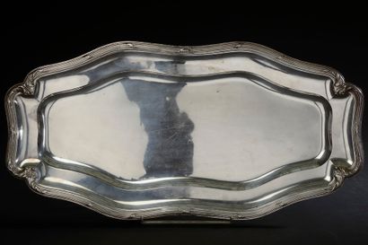 Large silver fish dish with four finely chased...