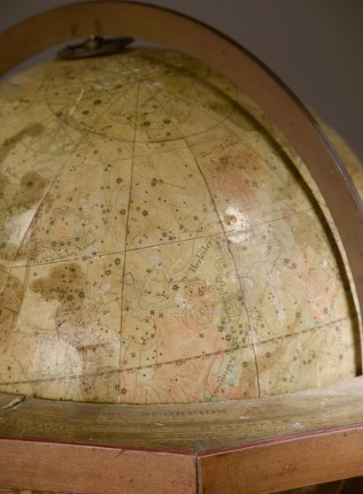  Small celestial globe in cardboard and papier-mâché illustrating the signs of the...