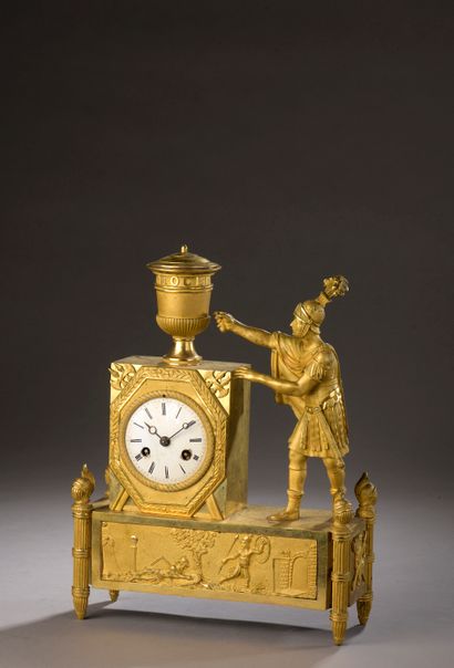 Small chased and gilt bronze clock decorated...