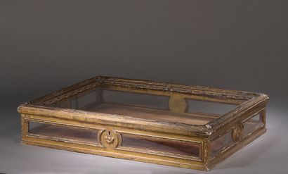 Small rectangular display case in carved...