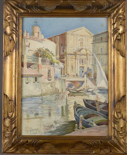 null Henri CHAROUSSET (1876-1964). 

 View of Venice.

Watercolour signed lower right

Height...