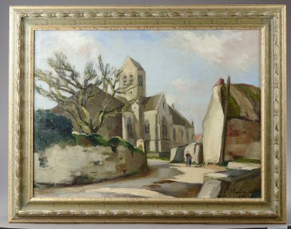 null Josué GABORIAUD (1883-1955). 

 The village.

Oil on canvas signed and dated...