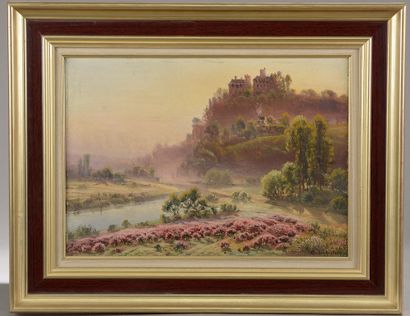 null Gaston ANGLADE (1854-1919).

Paysage de colline aux bruyères.

Huile sur toile...