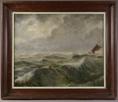 null S. MALLET (XIXth century). 

 Ship in the storm.

Oil on canvas signed lower...