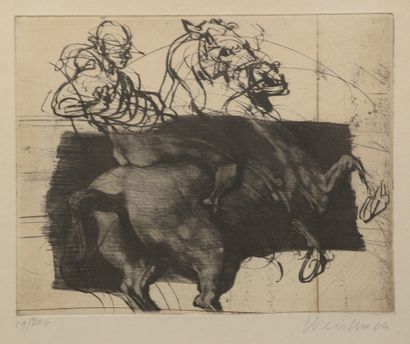 null Claude WEISBUCH (1927-2014). 

 Cavaliers.

Two prints signed lower right, numbered...