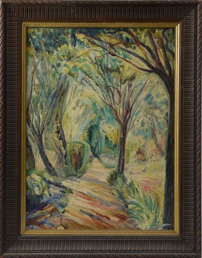 null Maurice CROZET (1896-1978). 

 Tree-lined avenue.

Oil on canvas signed lower...