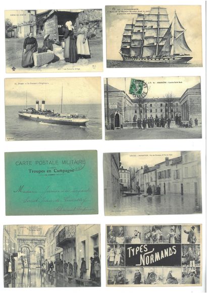 null APPROXIMATELY 129 POSTCARDS: SCENES & TYPE, BOATS, MILITARIA, FLOODS such as...