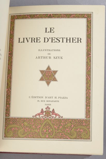 null *SCHMIDT Robert, Le livre d'Esther, Paris, Piazza, 1925.

In-8 illustré par...
